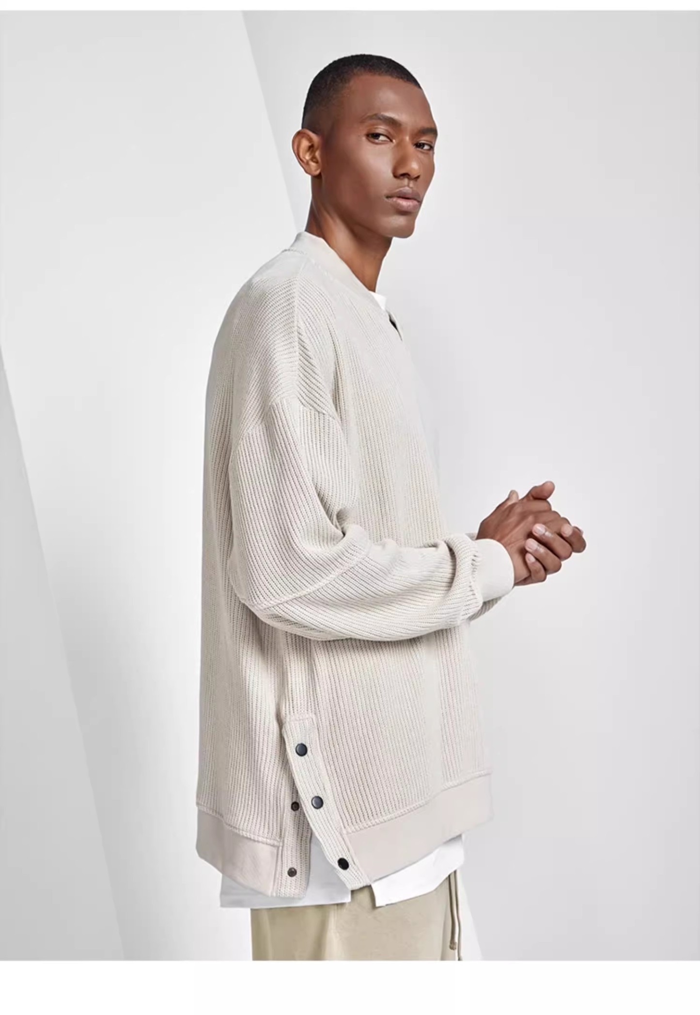 Heavy textured round neck loose sweater 21