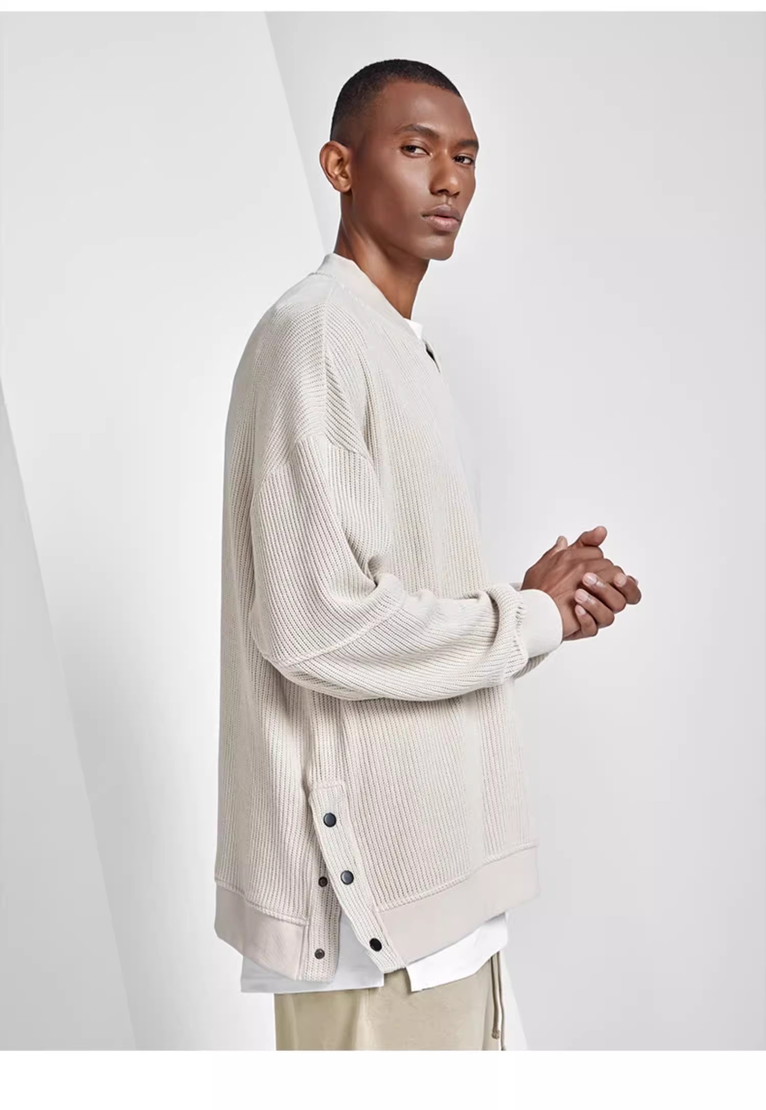 Heavy textured round neck loose sweater 21