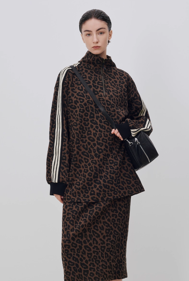 American retro leopard print loose sweatshirt 21