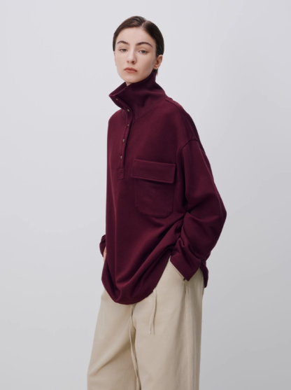 Stand collar loose pullover sweatshirt 23