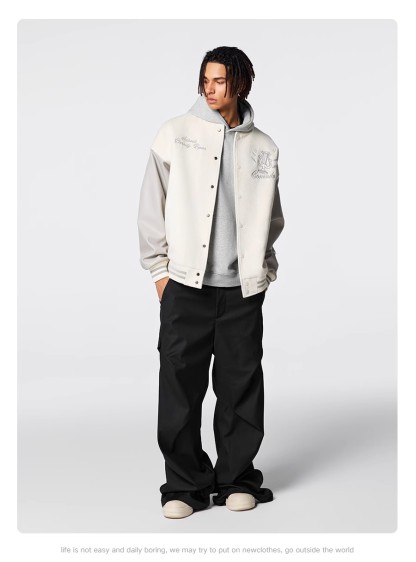 飞行夹克拼接刺绣外套   36  			 			