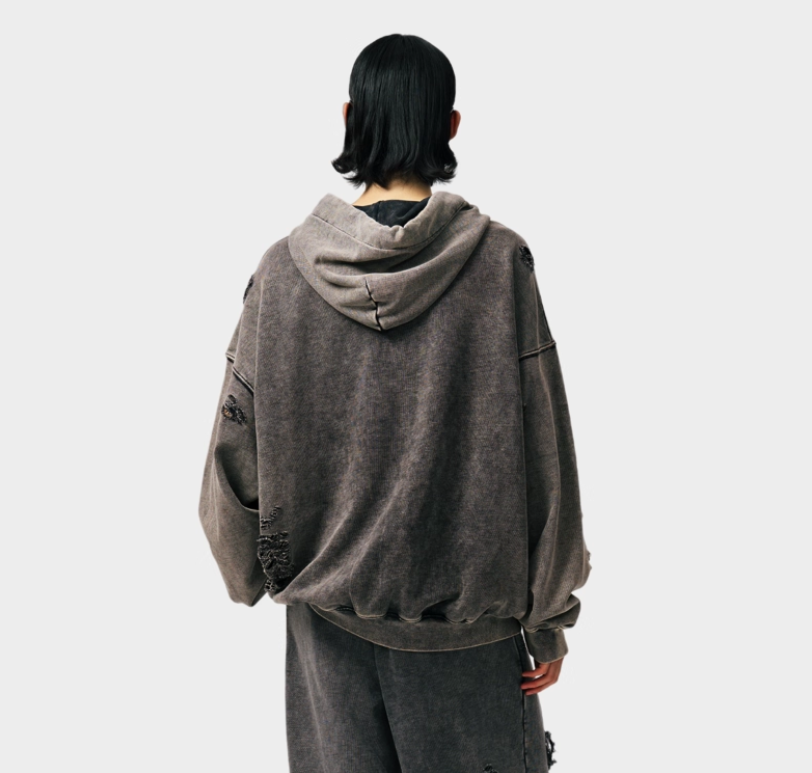 Washed Vintage Ripped Hoodie 68