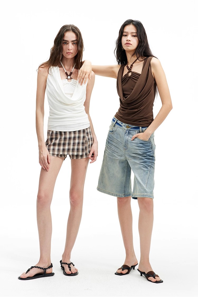 Fake two-piece halter neck vest 84