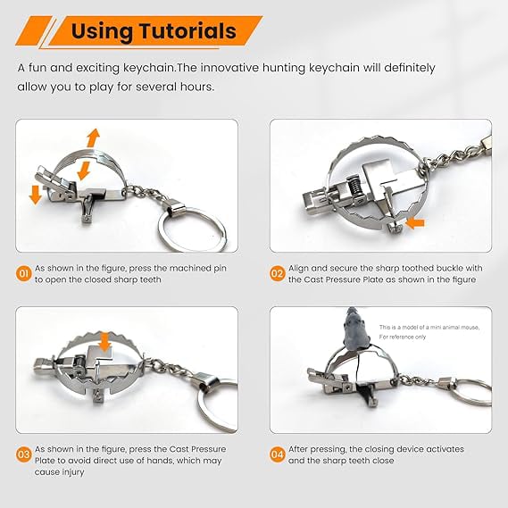MINI Bear Trap Keychain That Works Fun Trick Mouse Trap