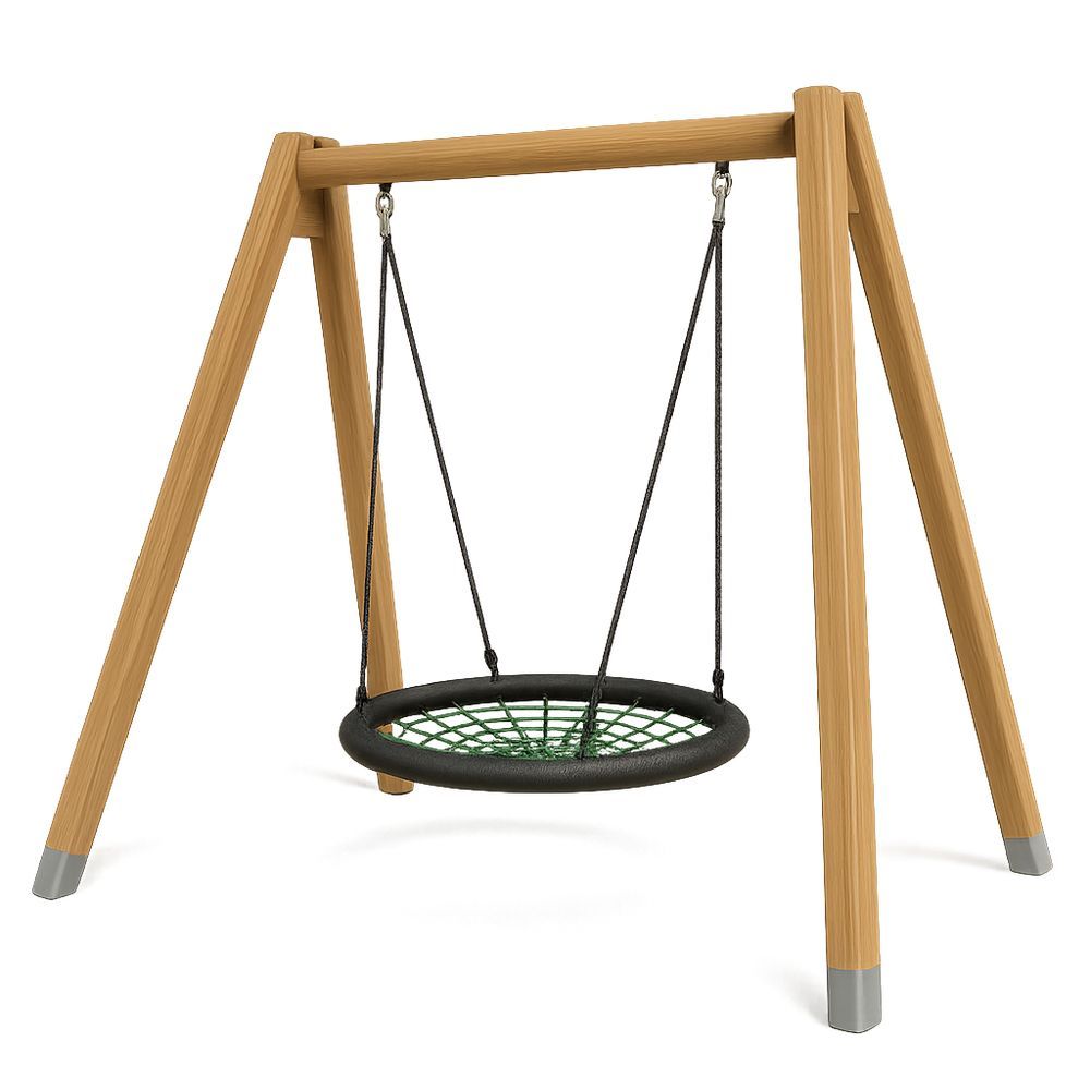 Gungställning för barn med fågelbogunga i furu med ben i stål 200x180x220 cm（L×B×H）