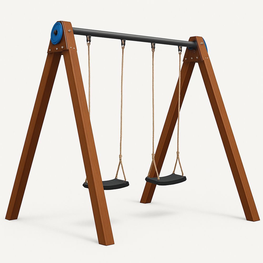 Trägunga för barn dubbel A-form teak/teak och polypropylen 270x160x210 cm（L×B×H）