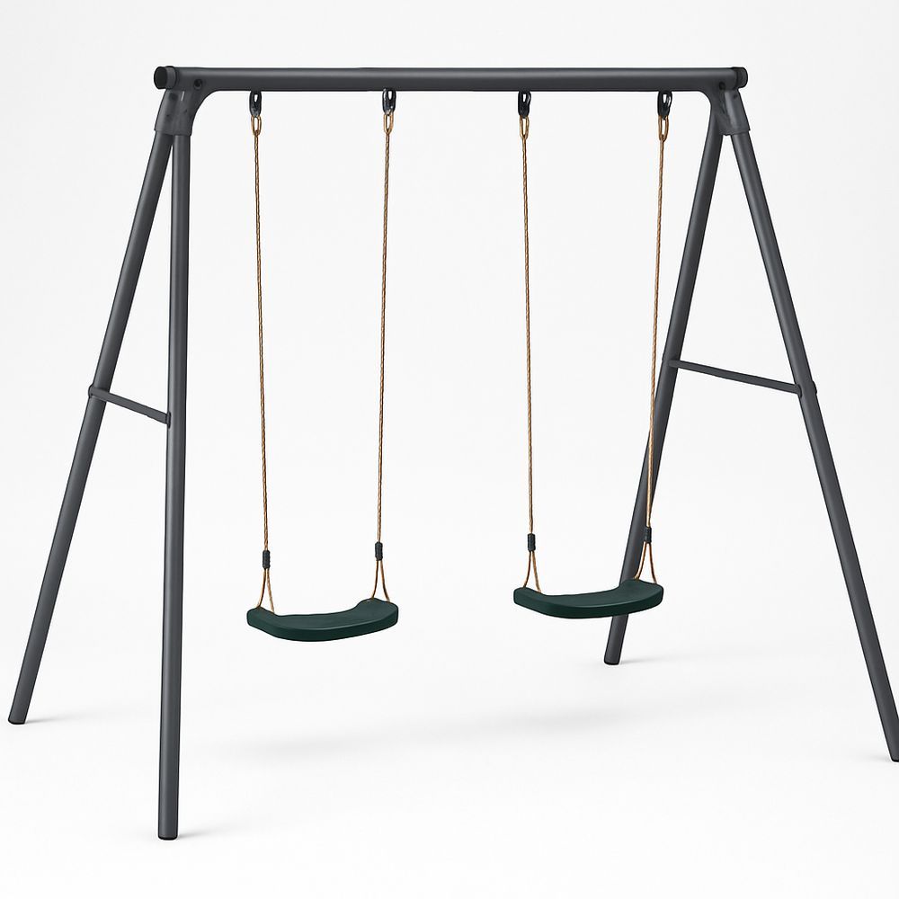 Gunga med två säten i grön HDPE-plast och stålram