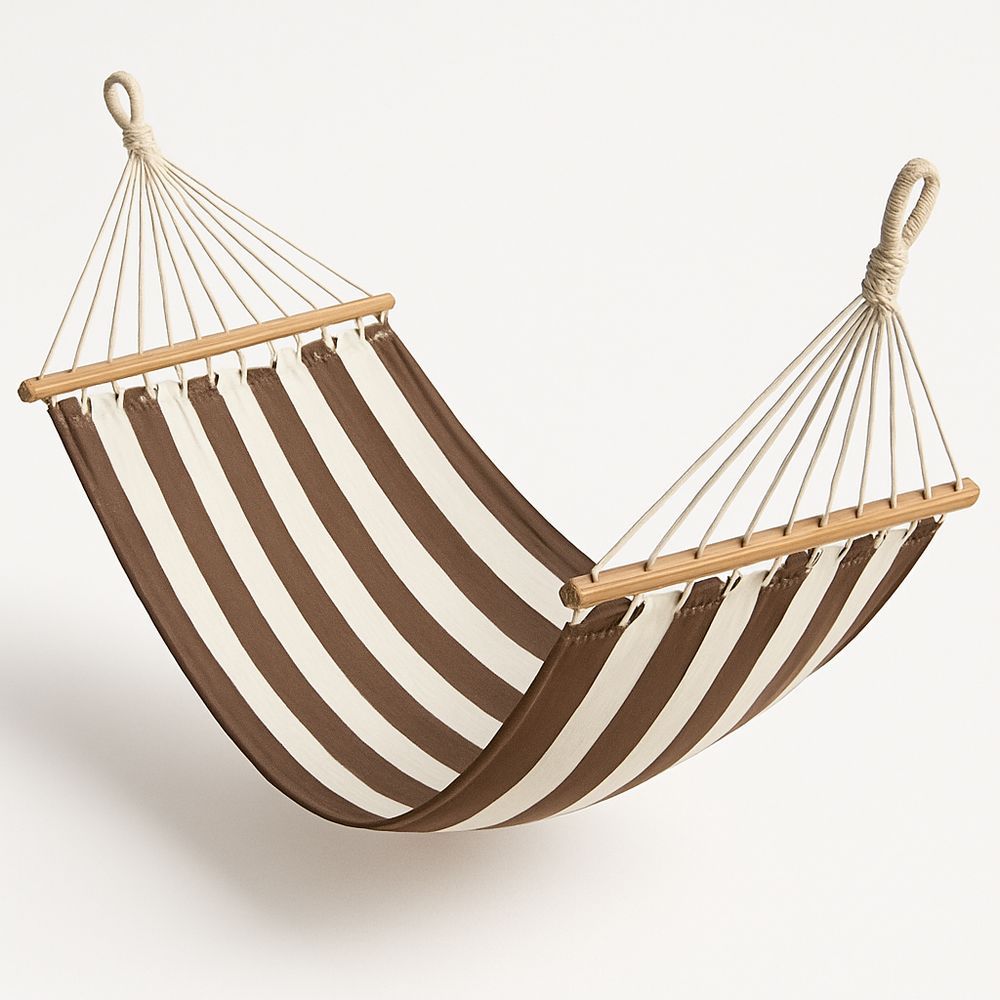 Randig hängmatta brun/beige bomull 200x100 cm (L×B)med ställning i furu