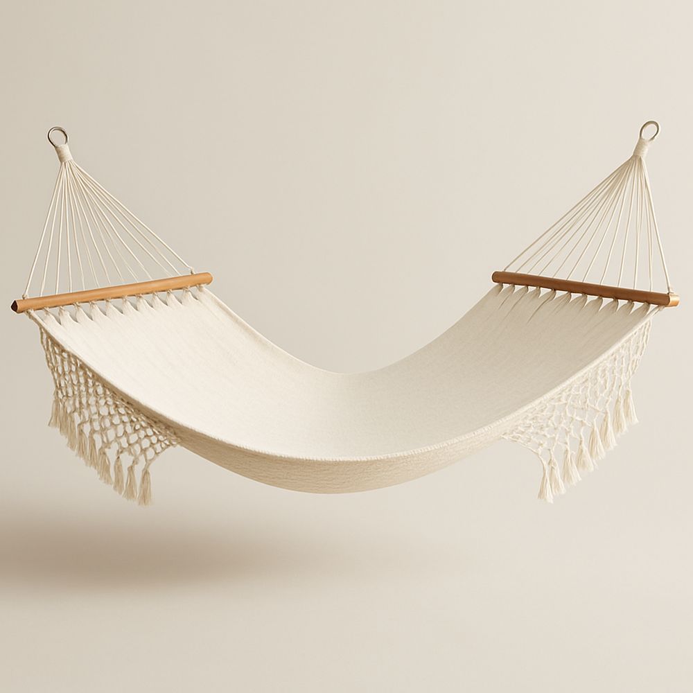 Hängmatta Bomull Vit 200x150 cm（L×B）