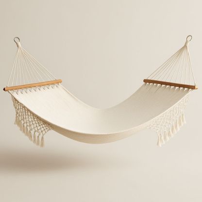 Hängmatta Bomull Vit 200x150 cm（L×B）