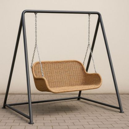 Utomhus gungstol i rotting, stålram, brun/svart