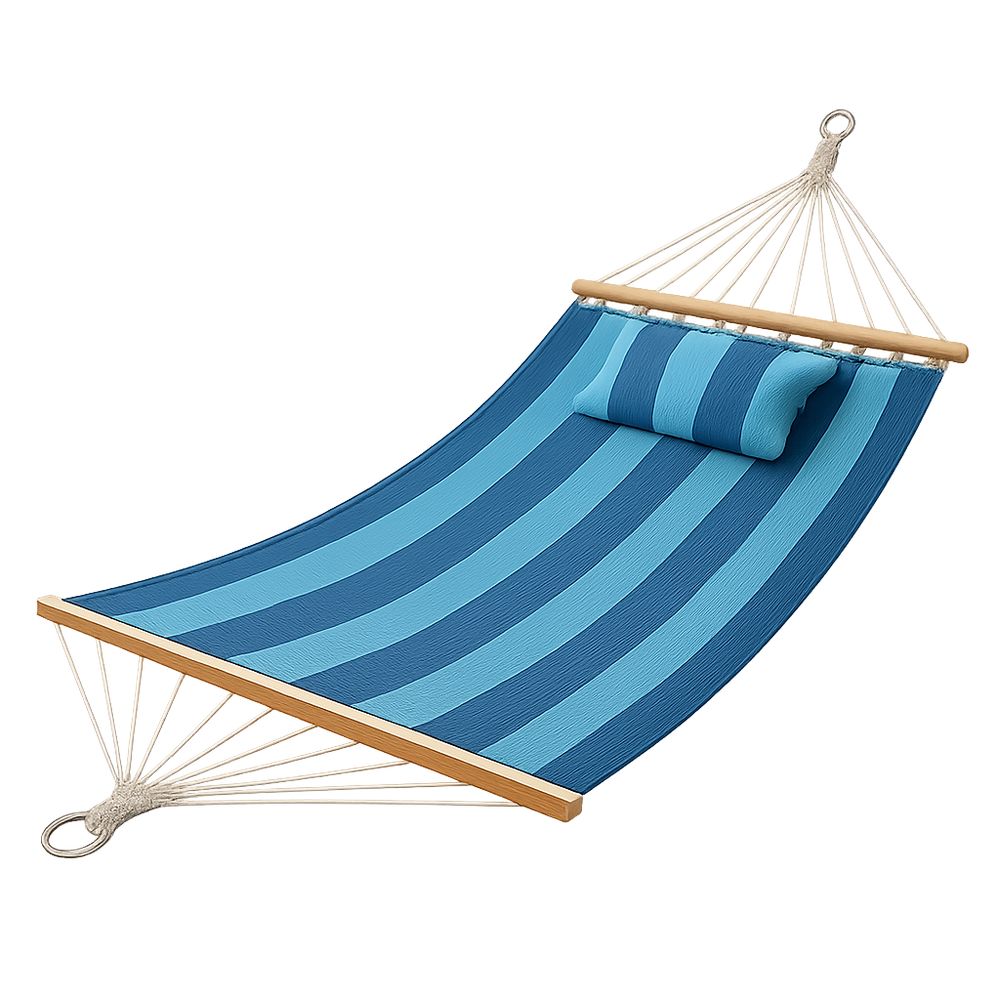 Hängmatta Blå/Polyester/björk/Randig 300x150 cm（L×B）