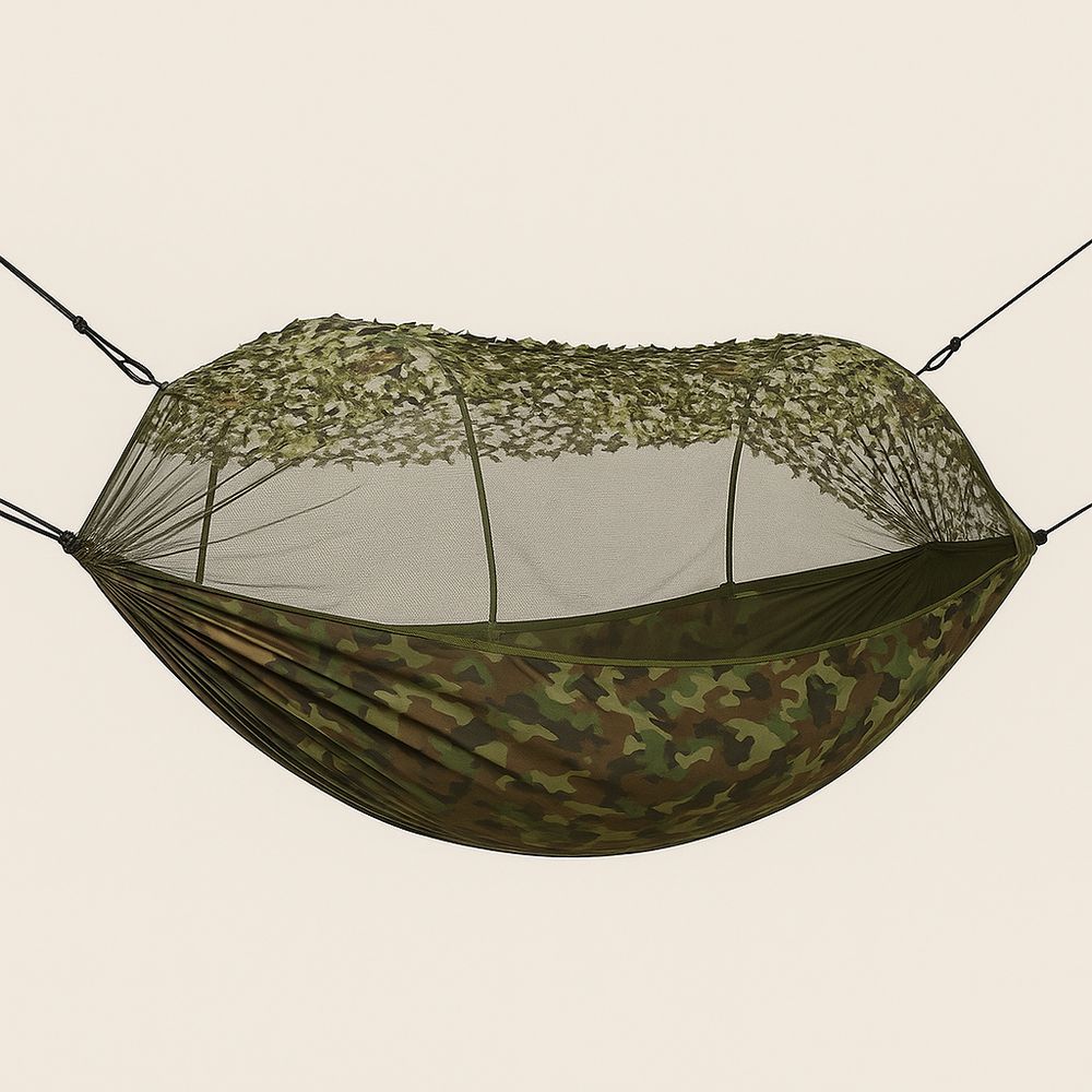 Kamouflage Hängmatta med Myggnät Polyester 260x140 cm（L×B）