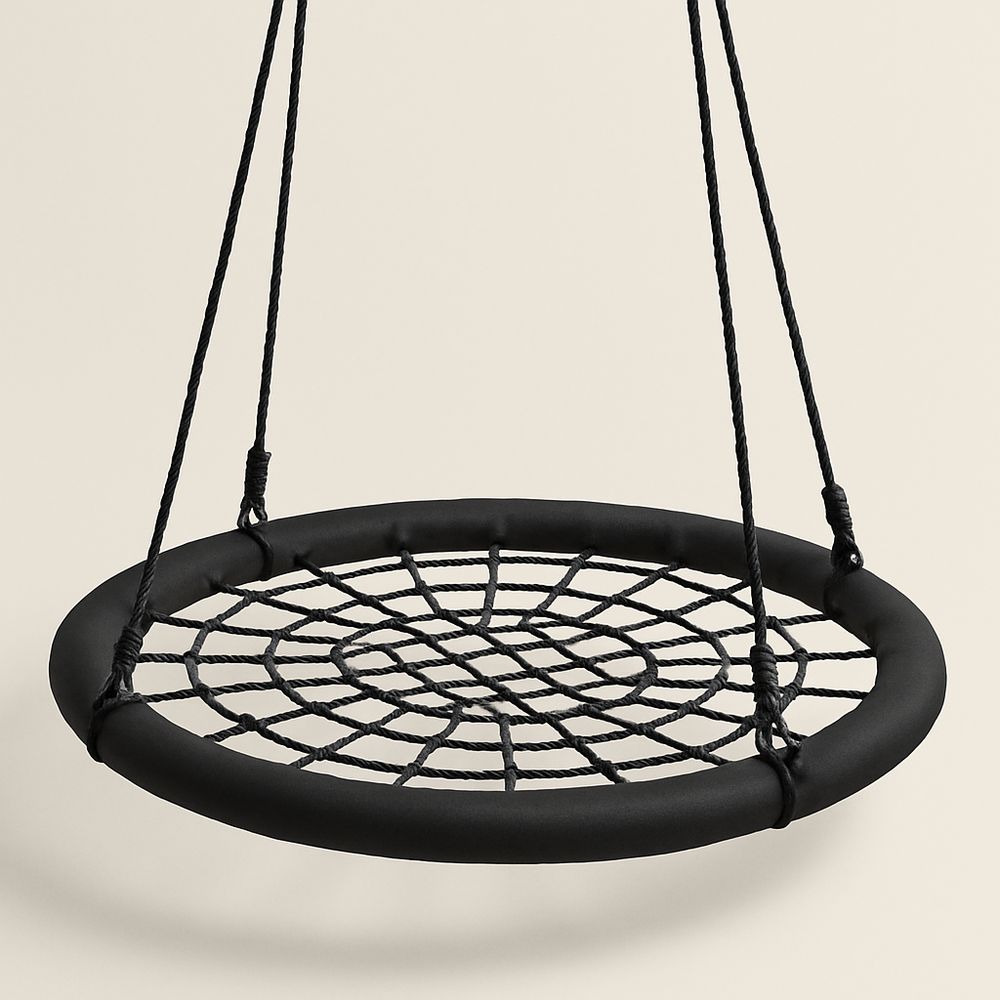 Svart rund gungsits 100 cm polyestertyg och stålrör för barn