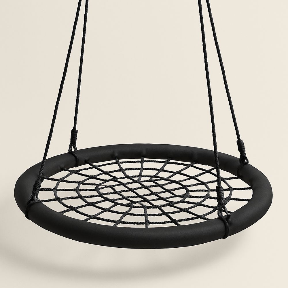 Svart rund gungsits 100 cm polyestertyg och stålrör för barn