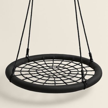 Svart rund gungsits 100 cm polyestertyg och stålrör för barn