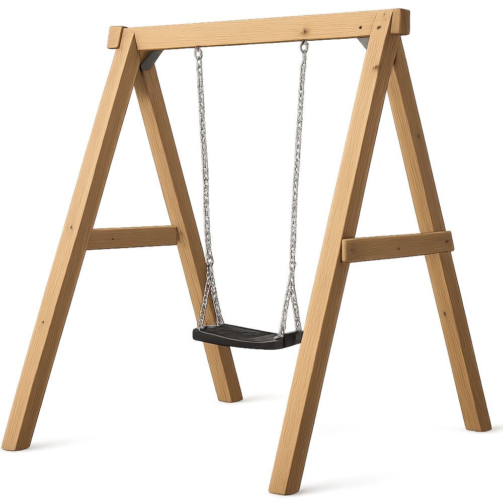 Trägunga för barn utomhus i furu med polypropylen och stålkedja