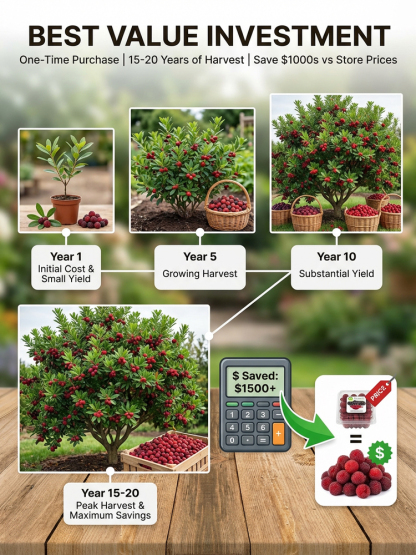 【Yumberry】The Mystical Oriental Berry Tree ✨ | 2-Year Sapling 🌱| Bears Fruit Same Year 🍓 | Self-Pollinating 🌸 | Cold-Hardy, Drought-Tolerant ❄️☀️