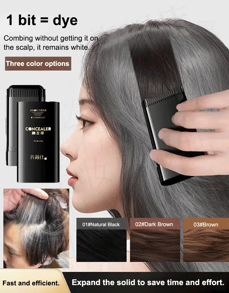 【Dye Black and White Hair in 3 Seconds】No more embarrassing moments when going out. Gentle and non-irritating, this plant-based formula makes you look 20 years younger.