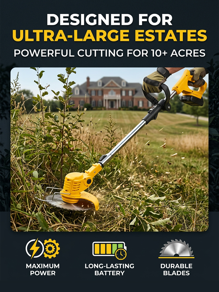 【3-Hour Long-Lasting Battery Life】🚜Extra-Large Manor Brushless Lawn Mower |