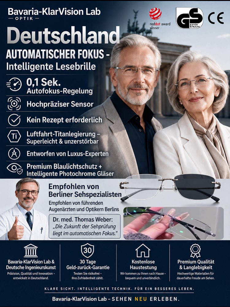 【Lebenslange Lesebrille】0,1 Sek. Autofokus – nah und fern immer scharf