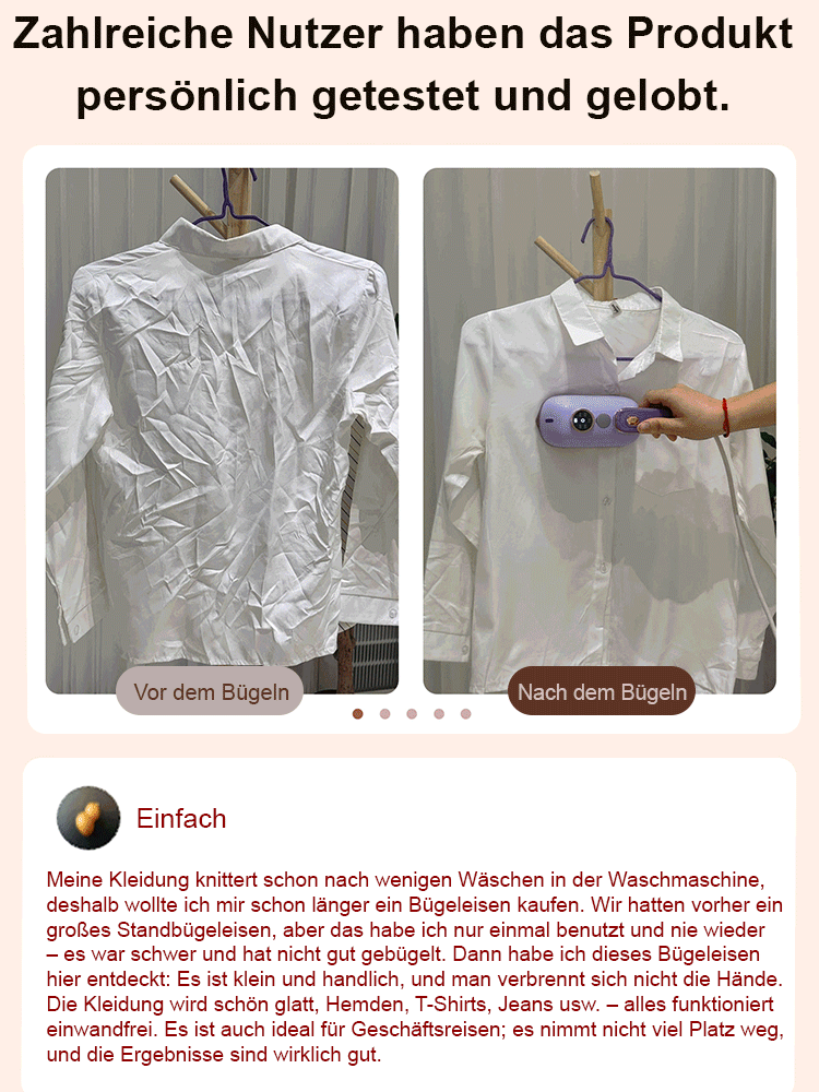 【AI-Stofferkennung】1-Sekunden Faltenentferner Hand-Dampfbügler