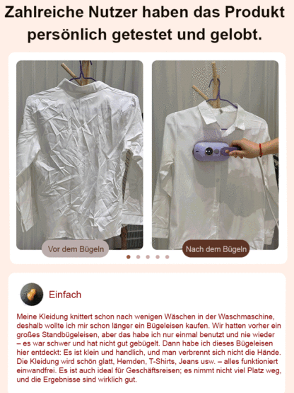 【AI-Stofferkennung】1-Sekunden Faltenentferner Hand-Dampfbügler
