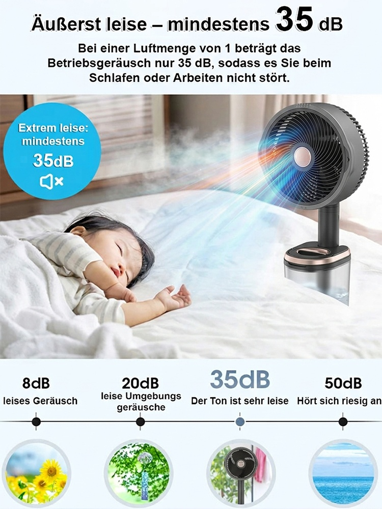 Der geräuscharm Standventilator mit Energiesparmodus und Zirkulationsfunktion 🏆Eisige Frische OHNE Handwerker-Stress!