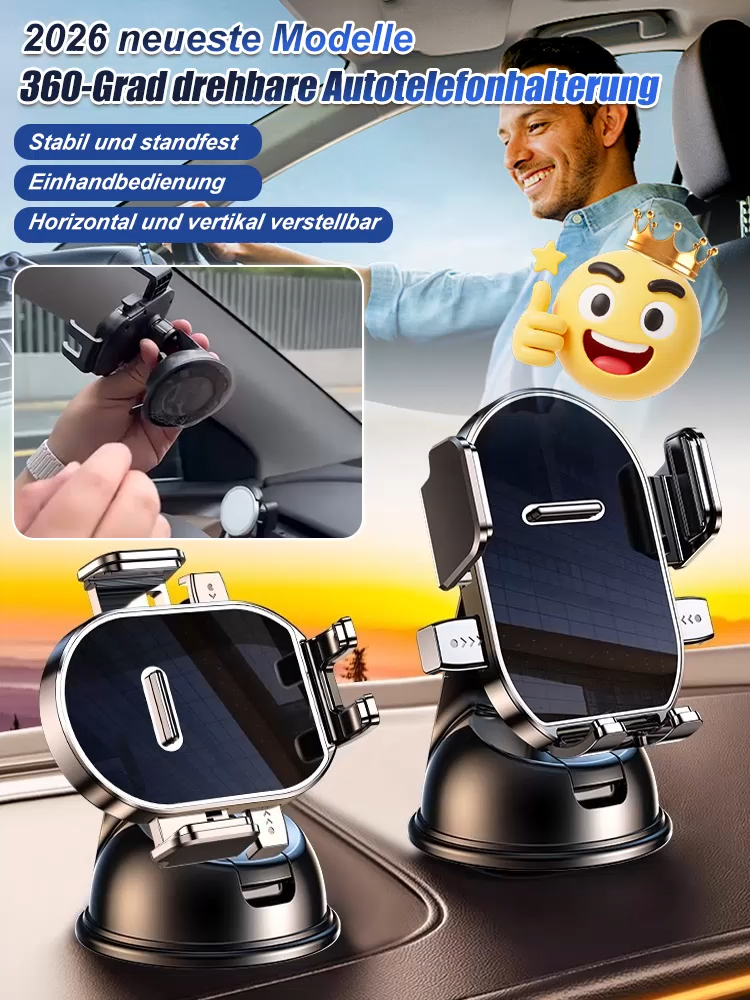 Deutsche Präzision! 2026 Neues Modell 360°-Drehbares Anti-Rutsch-Saugnapf-Autohalterung für Handys