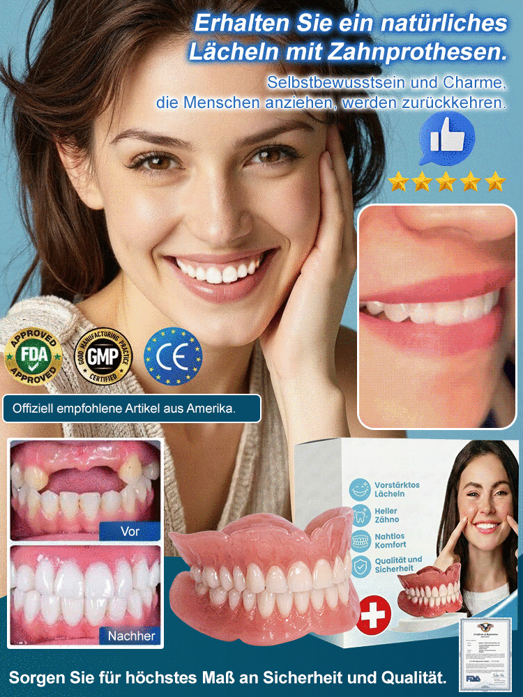 【Zahnarztfrei】Medizinisches Silikon-Zahnprothese | Sofort strahlende Zähne + Natürliches Lächeln