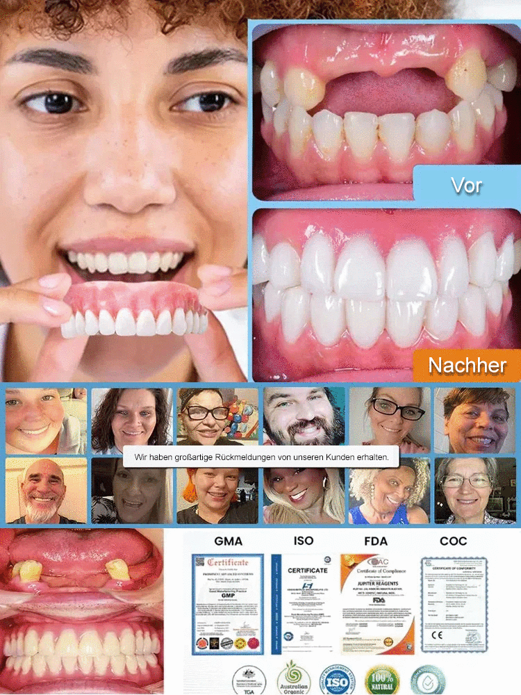 【Zahnarztfrei】Medizinisches Silikon-Zahnprothese | Sofort strahlende Zähne + Natürliches Lächeln