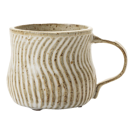 Handcrafted Textured Ceramic Mug, Vintage Handle Coffee Cup, Personalized Home Tea Cup