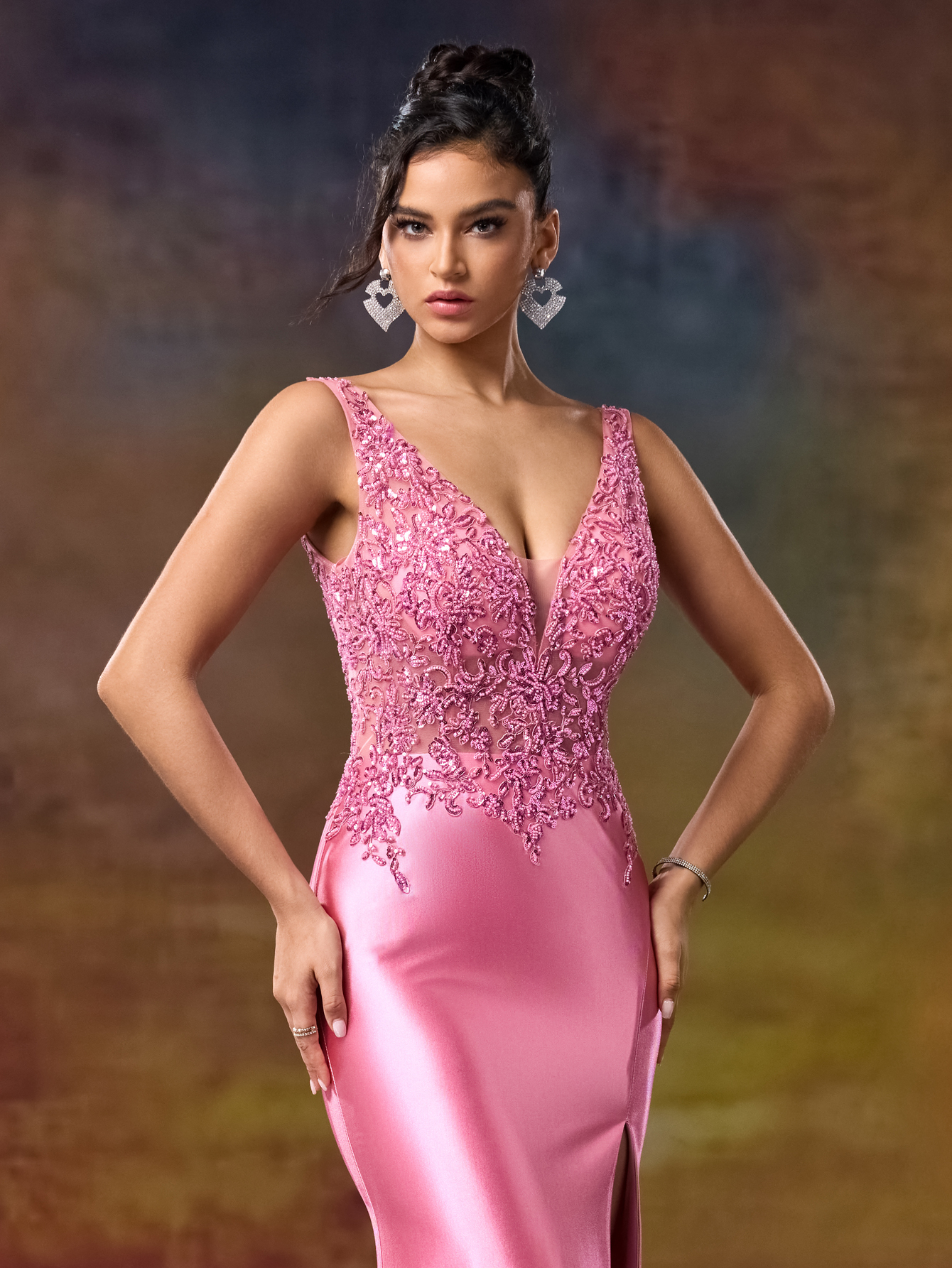 Modecrush women's V-Neck Sleeveless Split Hem Simple Long Formal Evening Gown (Heavy-Duty Craftsmanship)