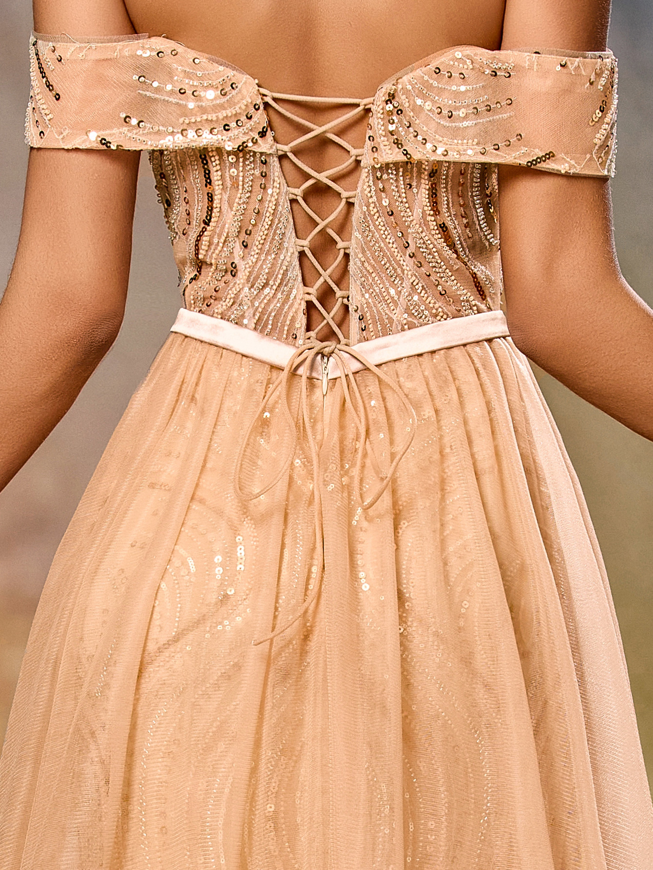 Modecrush Romantic Party Sexy Party Mature, Elegant Heavy-duty Mesh Beaded Tie-Waist Garment