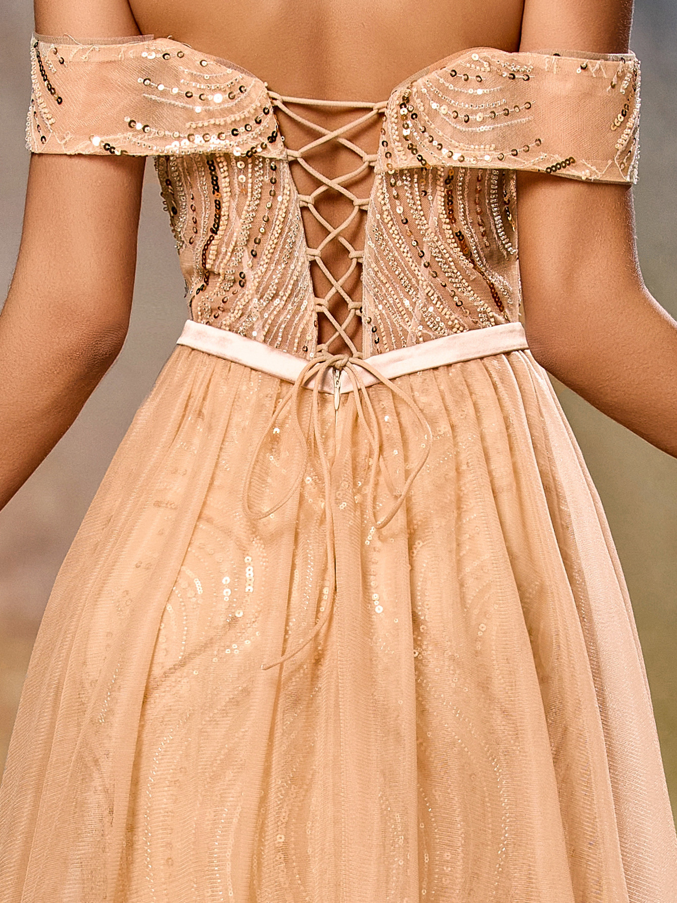 Modecrush Romantic Party Sexy Party Mature, Elegant Heavy-duty Mesh Beaded Tie-Waist Garment