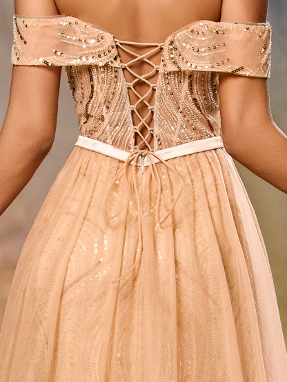 Modecrush Romantic Party Sexy Party Mature, Elegant Heavy-duty Mesh Beaded Tie-Waist Garment