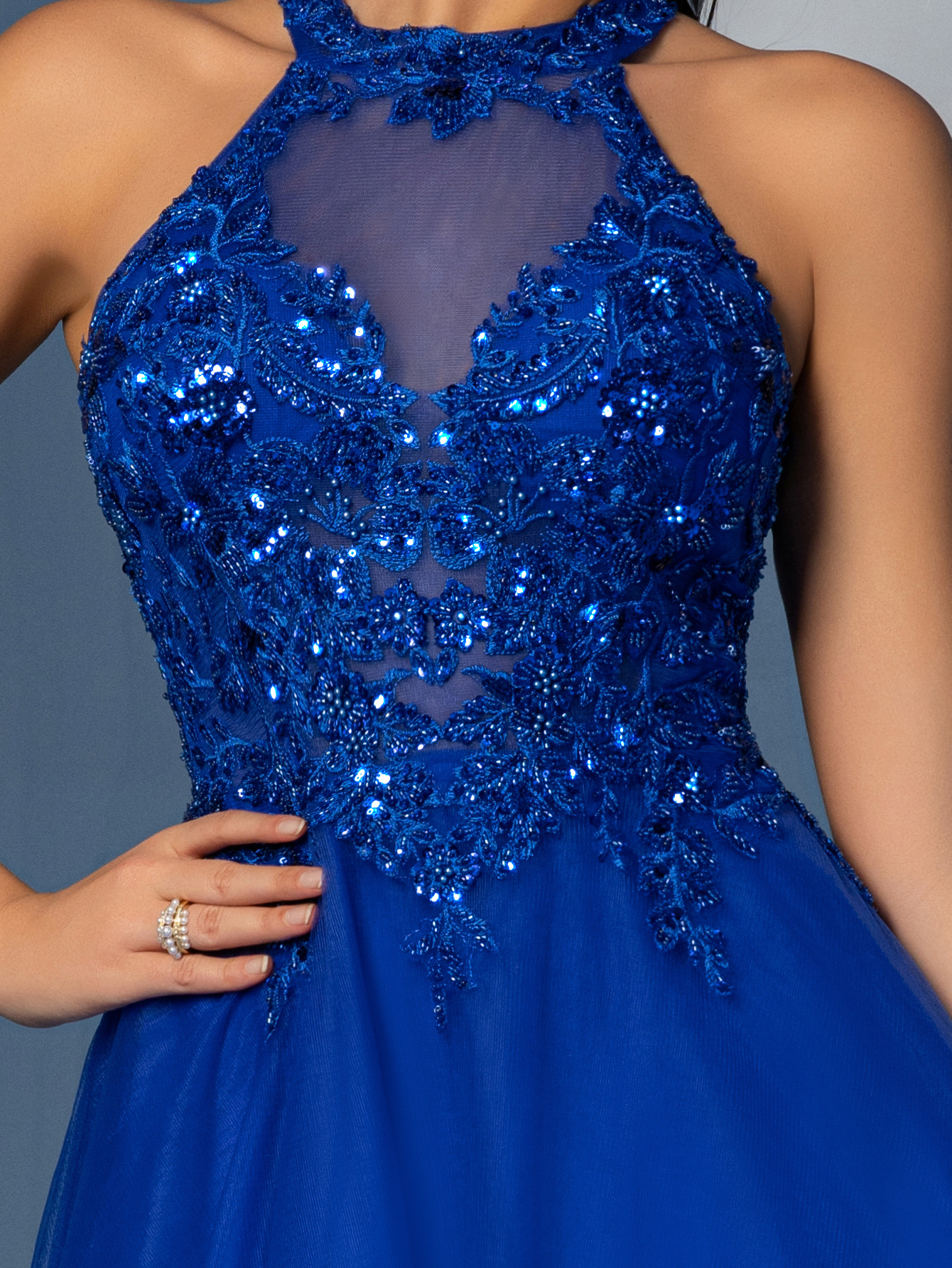 Modecrush beaded Scoop Neck Backless A line Evening Party Dress