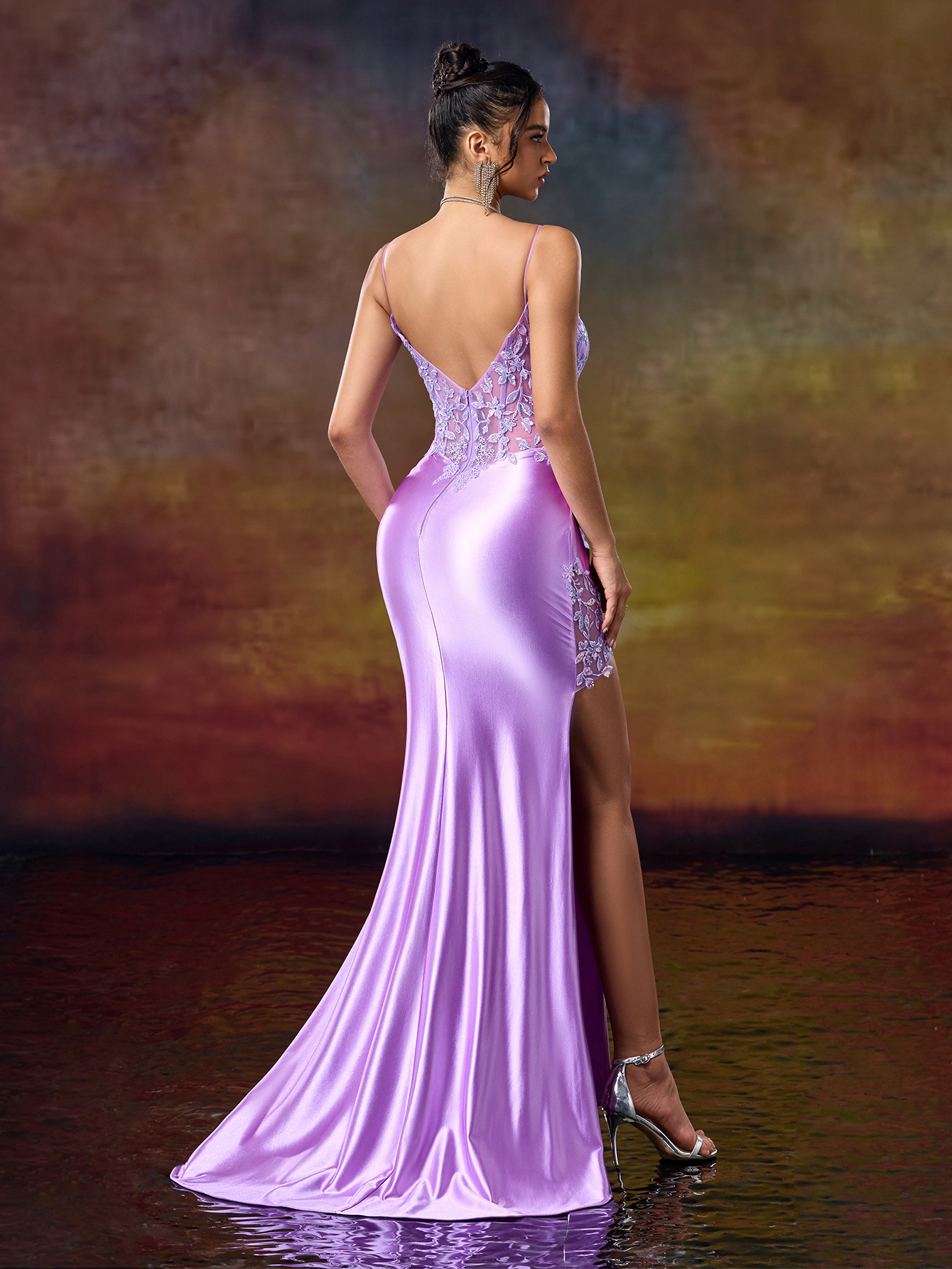 Modecrush Applique Sheath Spaghetti Split Thight Sweetheart Prom Dress Sparkling Sequin Applique Embroidered Gown Spring New Party Dress Prom Dress Cocktail Dress