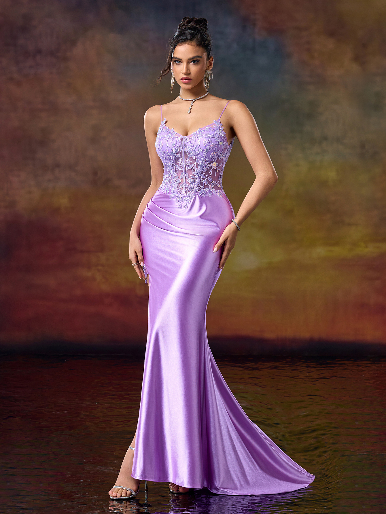 Modecrush Applique Sheath Spaghetti Split Thight Sweetheart Prom Dress Sparkling Sequin Applique Embroidered Gown Spring New Party Dress Prom Dress Cocktail Dress