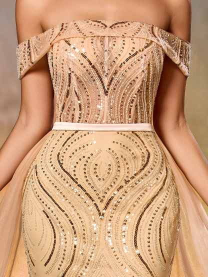 Modecrush Romantic Party Sexy Party Mature, Elegant Heavy-duty Mesh Beaded Tie-Waist Garment