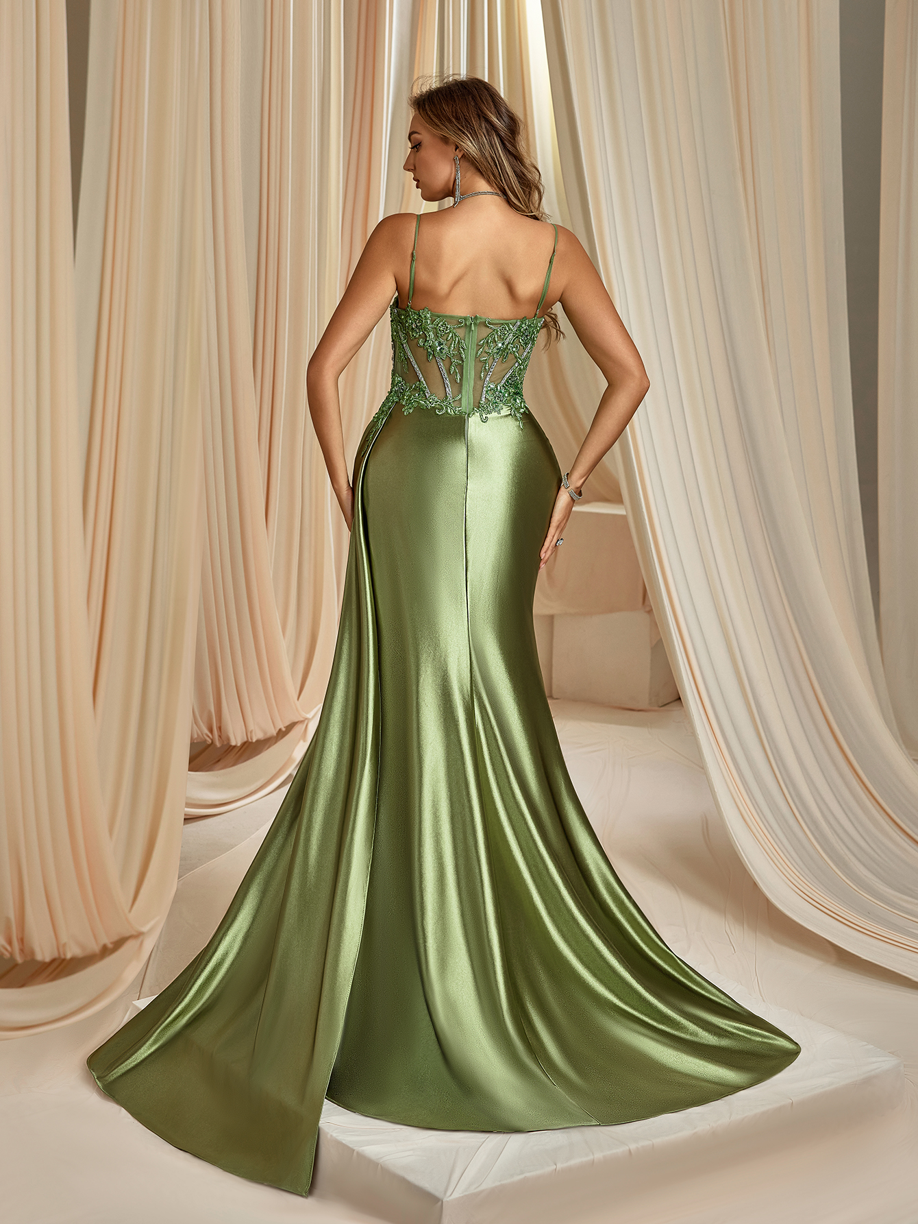 Modecrush a Line Spaghetti Beaded Prom Dress Sweetheart Evening Dress