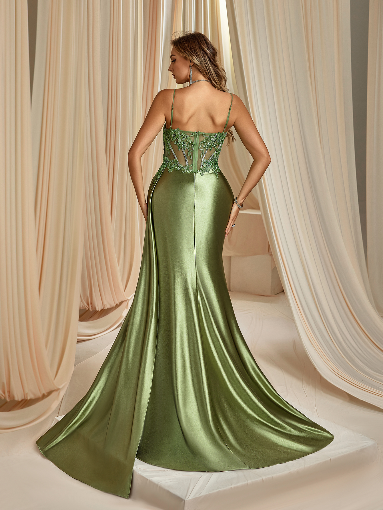 Modecrush a Line Spaghetti Beaded Prom Dress Sweetheart Evening Dress