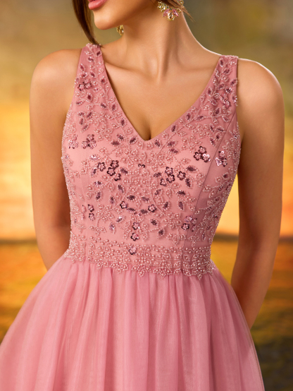 Modecrush Sequin Glitter Dress V-Neck Backless Dress For Wedding Guests,Party,Formal Dinner,Prom