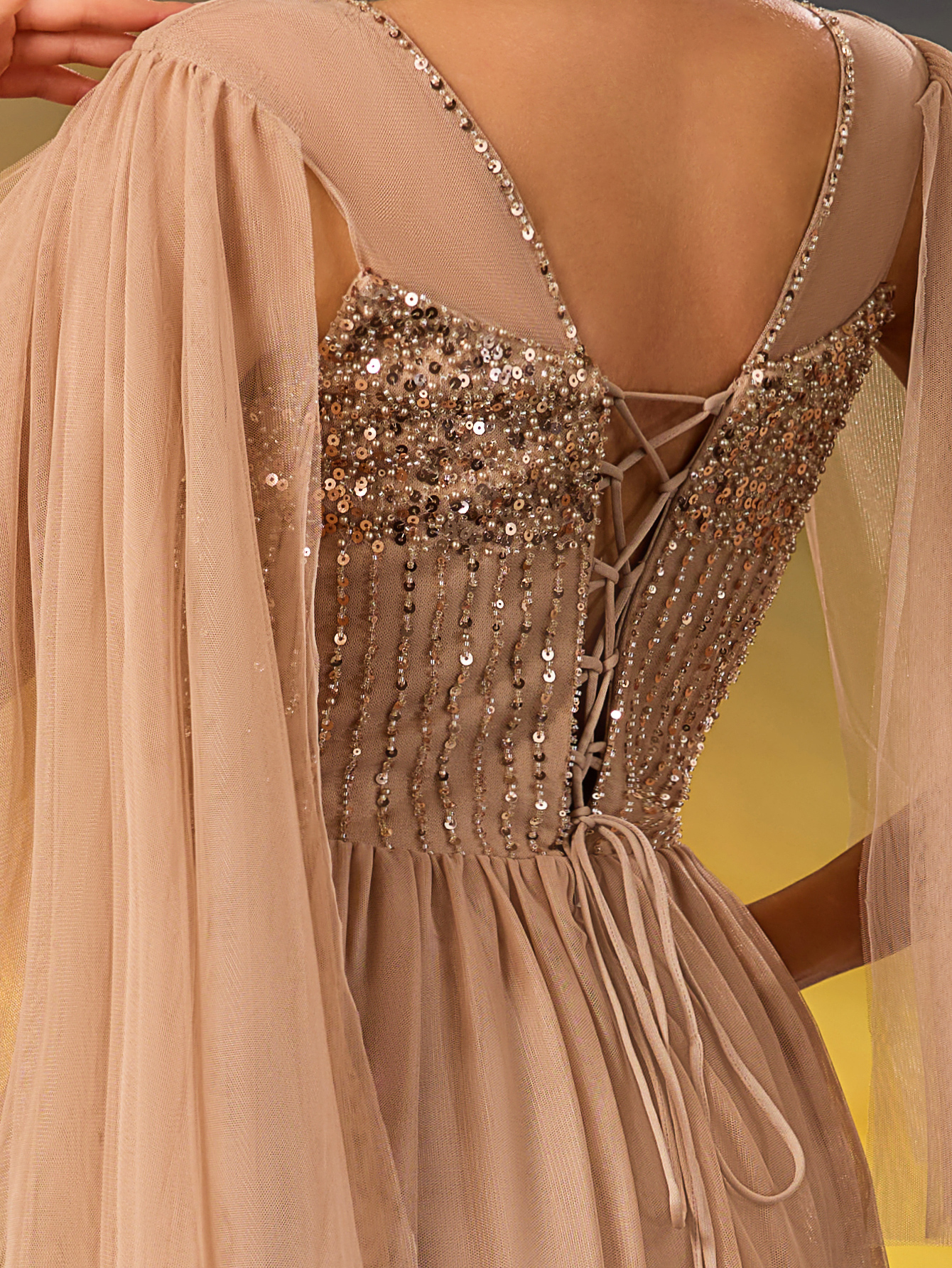 Modecrush Evening Dress Banquet Elegant Sequins Appliques Long Prom Formal Party Gown Dress De Noche Wedding Guest Dress, For Graduation, Evening