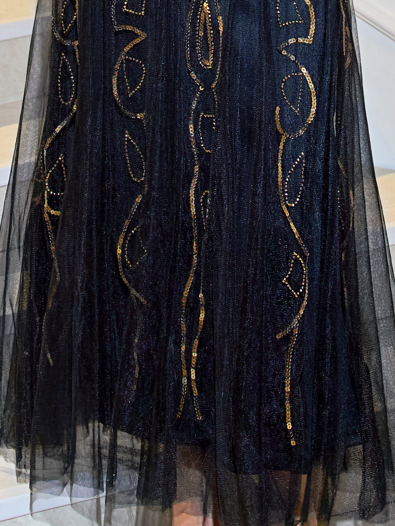 Modecrush Elegant Women Luxury Long Flapper Dress, Beads and Peacock Patterns Sequins Prom Homecoming Dress