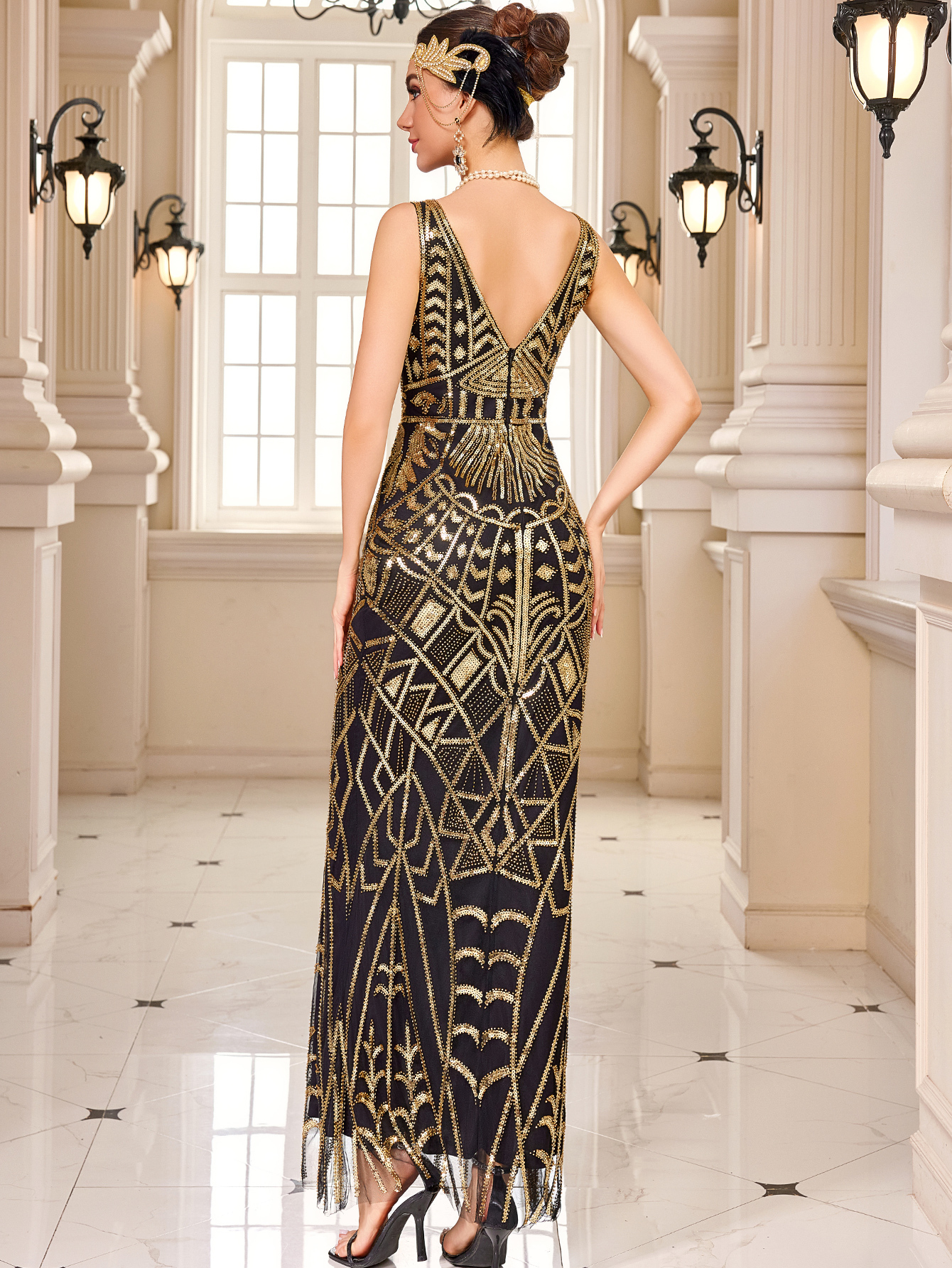 Modecrush Long Elegant Beaded Embroidered Gown Women's Flapper Gatsby Dress Gorgeous Vintage Party Dress