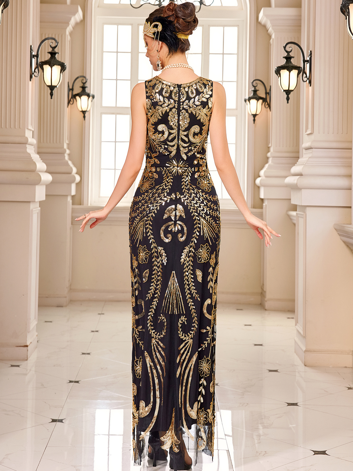 Modecrush 1920s Gatsby Party Dress - Red Beaded & Fringed Flapper Dress for Harlem Nights Vintage Evening