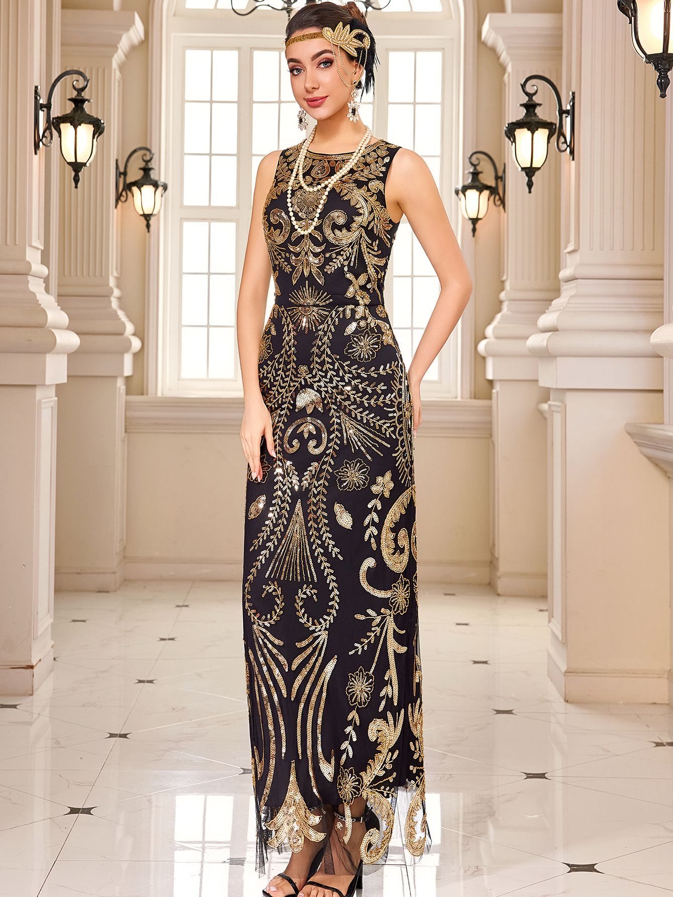 Modecrush 1920s Gatsby Party Dress - Red Beaded & Fringed Flapper Dress for Harlem Nights Vintage Evening