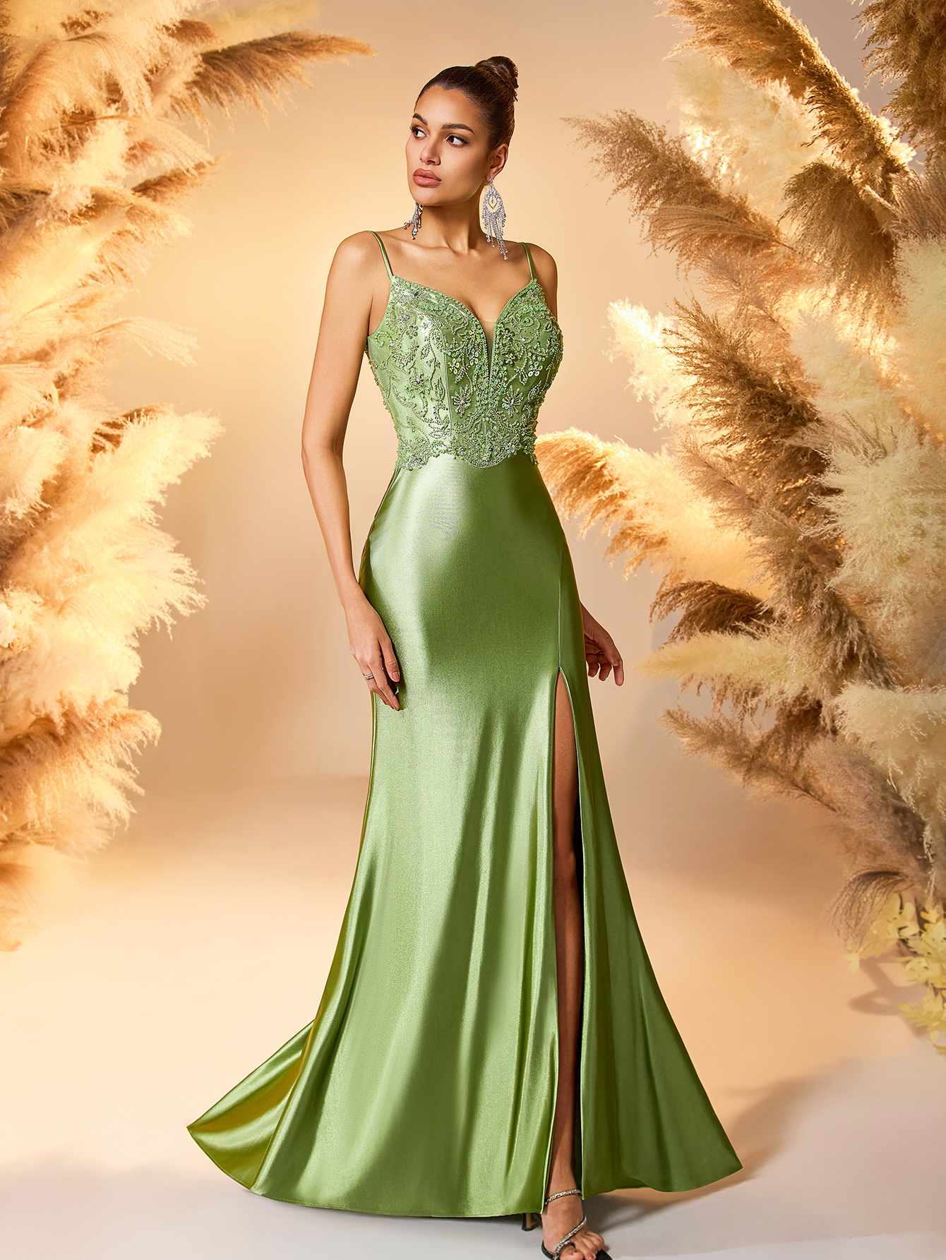 Modecrush Column Sweetheart Neck Applique Slit Thight Lace Up Prom Party Dress Elegant Prom Party Dress, Wedding Guest Dress, Formal Dress, Evening Dress,Gown,Bridal Dress, Bride