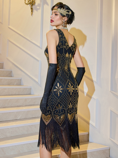 Modecrush Great Gatsby 1920's Cocktail Party Retro Sequin Tassel Flapper Dress
